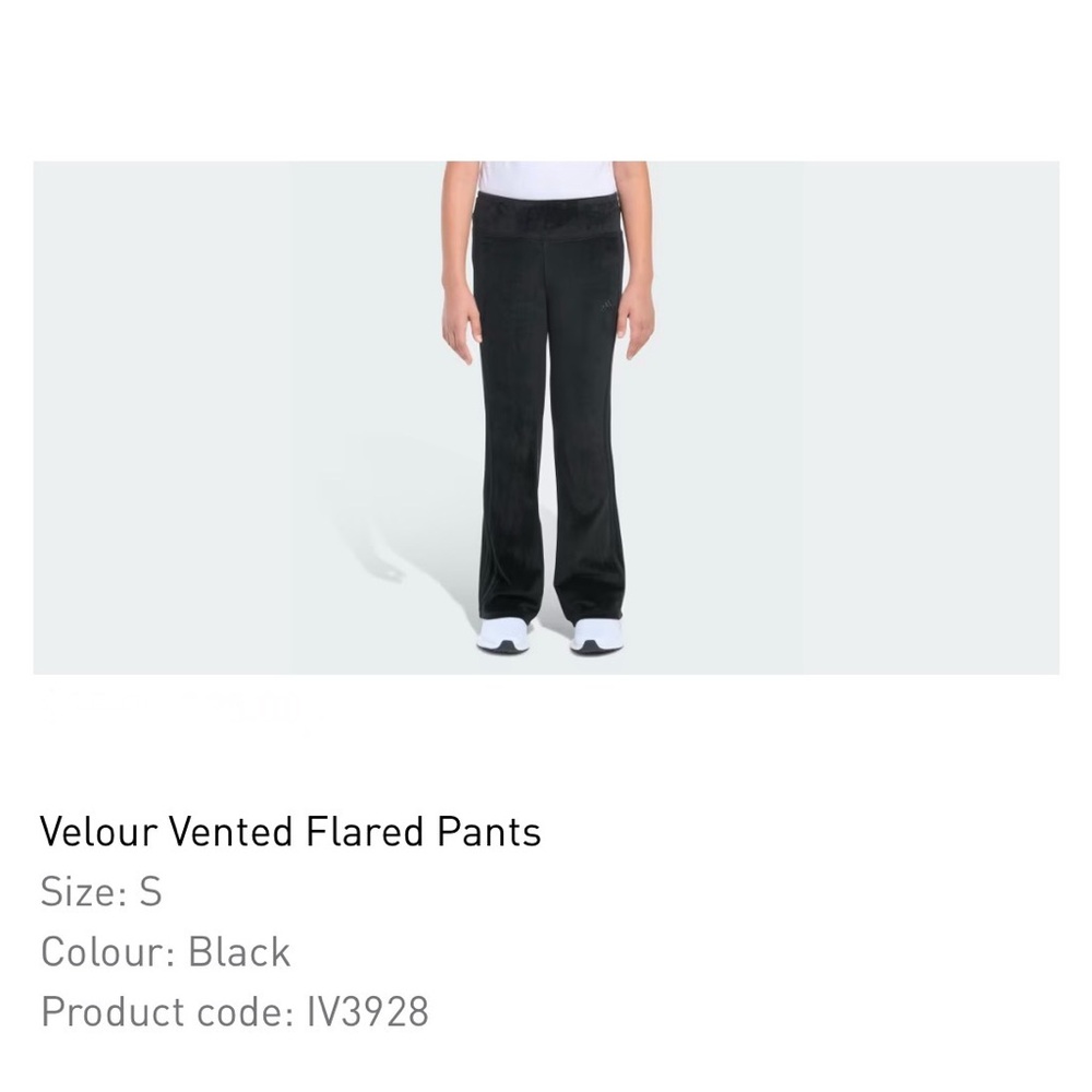 NWOT adidas Kids Black Velour Flare